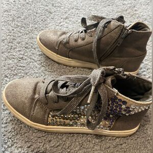 Girls Size 3 Gray High Top Sneakers